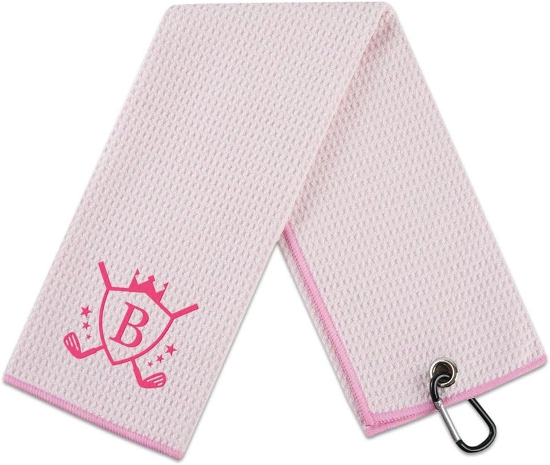 CybGene Microfiber Golf Towel for Women, 16'x 24', Pink - Initial B - Image 1